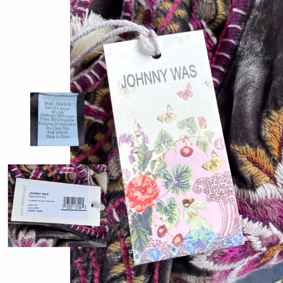 SOLD Johnny Was Valmere Velvet Hobo Bag - Picture 6 of 7